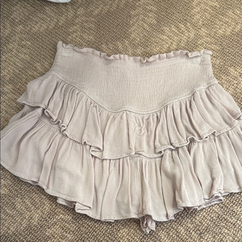 Rocks and Rags Ruffled Tan Mini Skirt